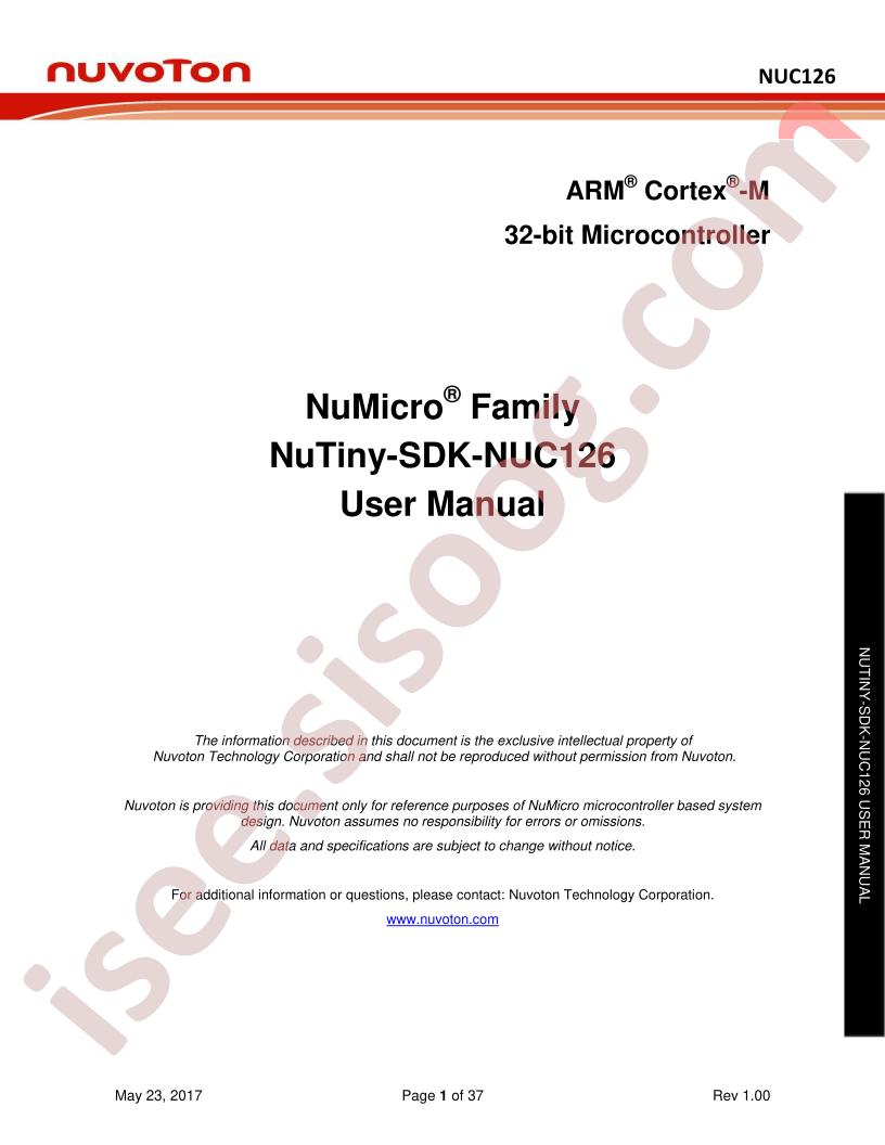 NuTiny-SDK-NUC126 User Manual