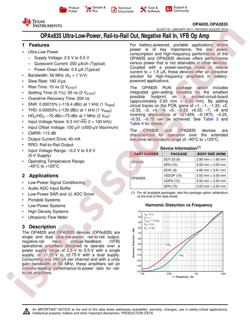 OPA835,2835 Datasheet