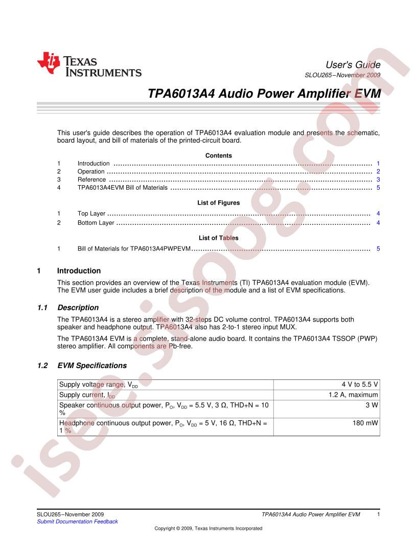 TPA6013A4 EVM Guide