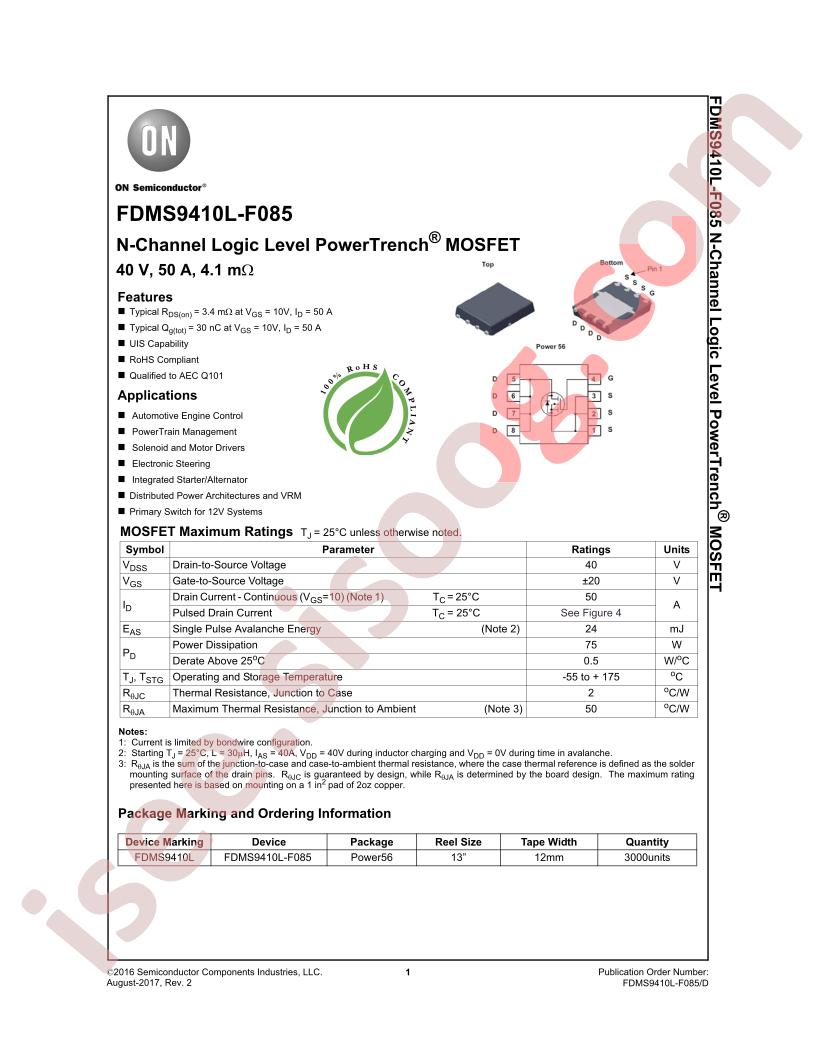 FDMS9410L_F085 Datasheet