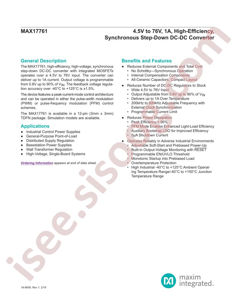 MAX17761 Datasheet
