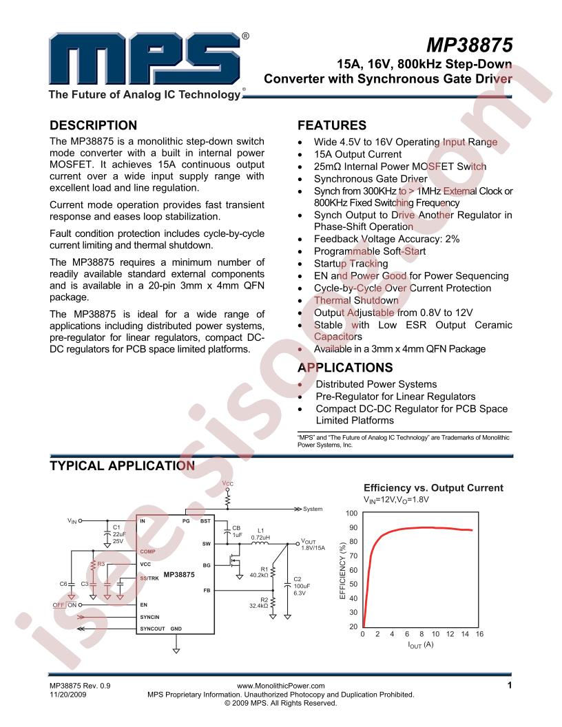 MP38875 Datasheet