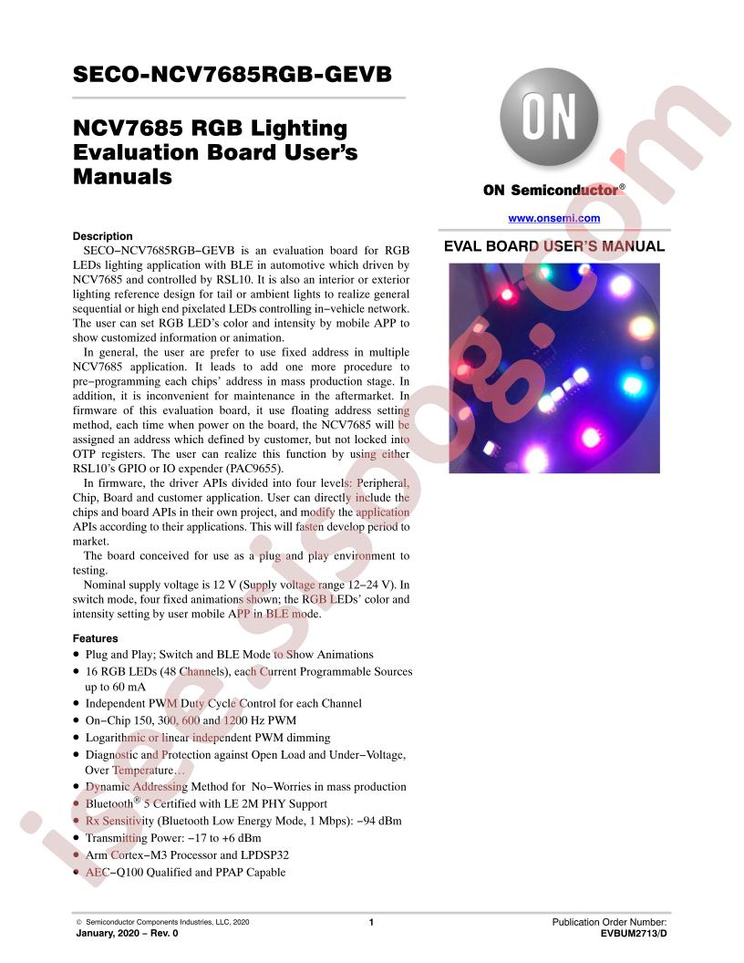 NCV7685 RGB Lighting EVB Manual