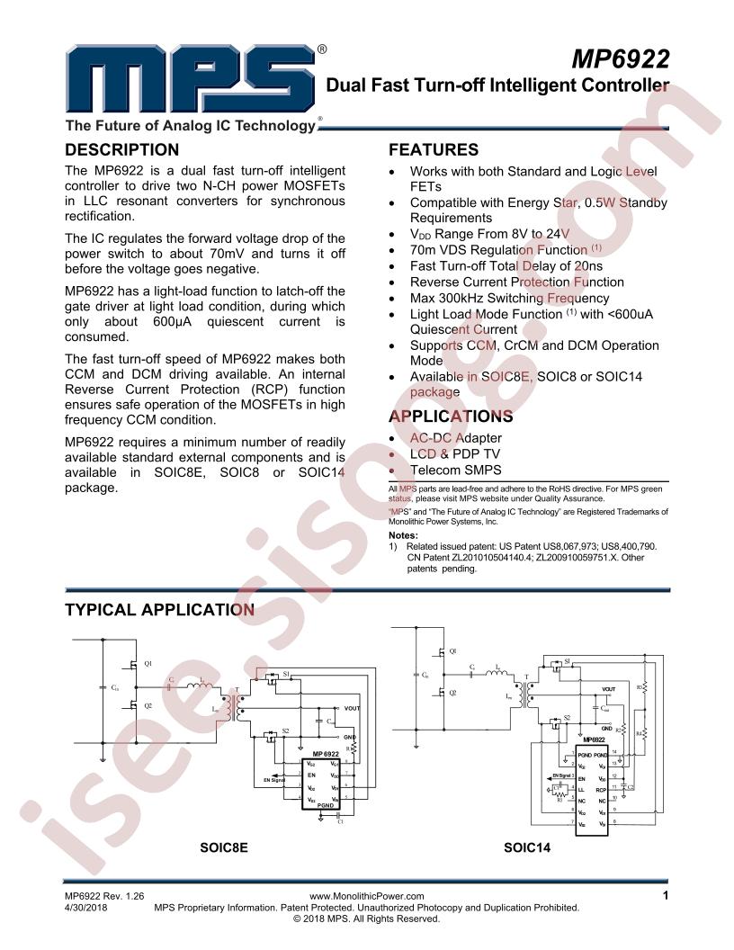 MP6922 Datasheet