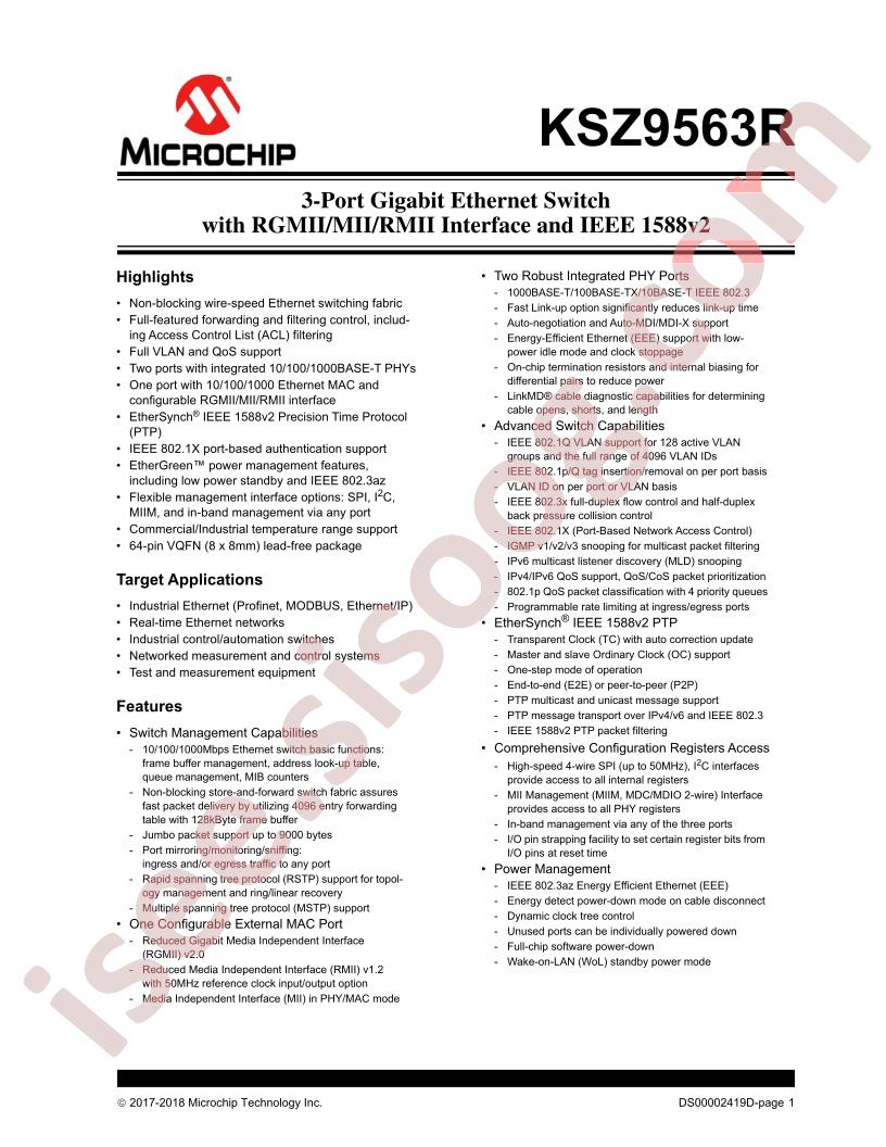 KSZ9563R Datasheet