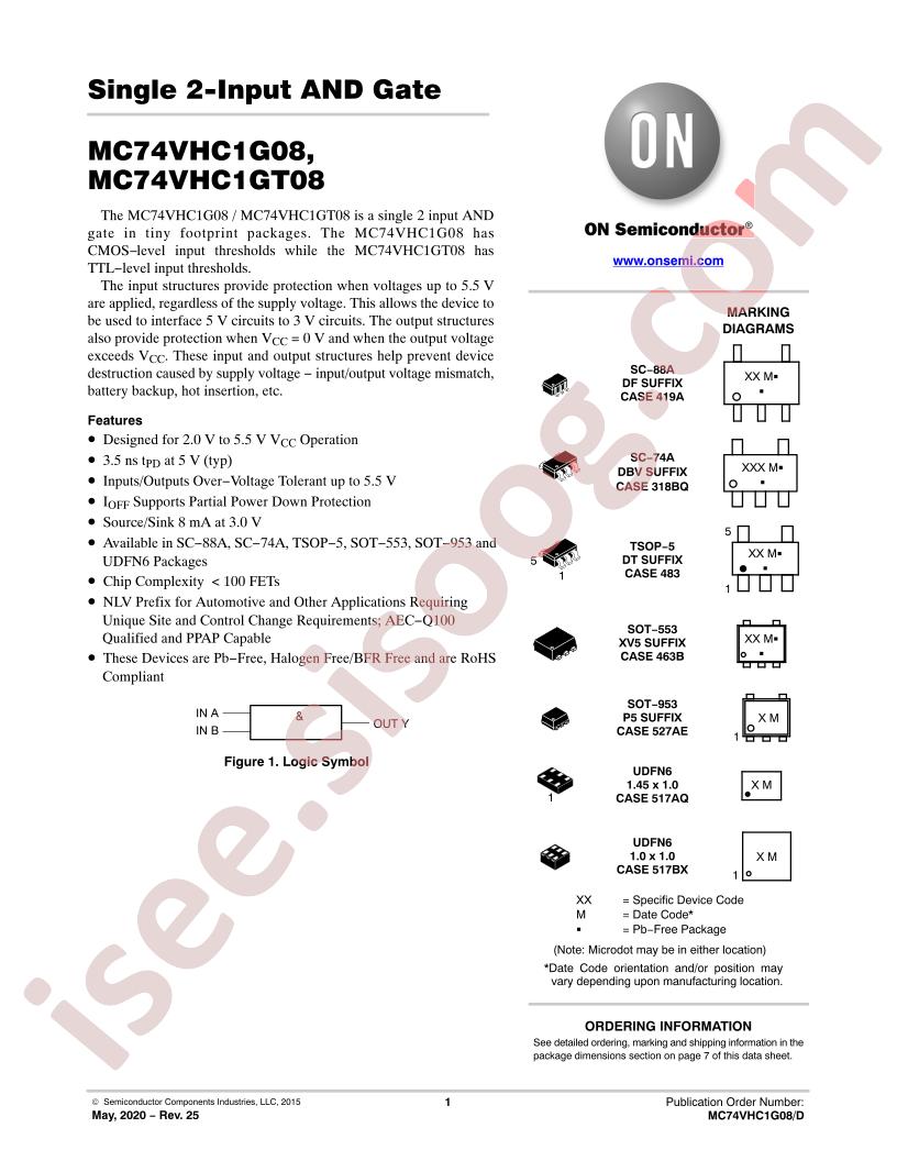 MC74VHC1G08, MC74VHC1GT08