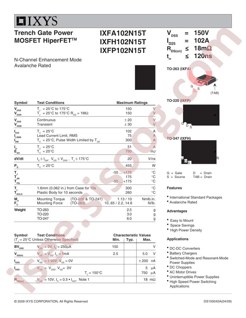 IXF(A,H,P)102N15T