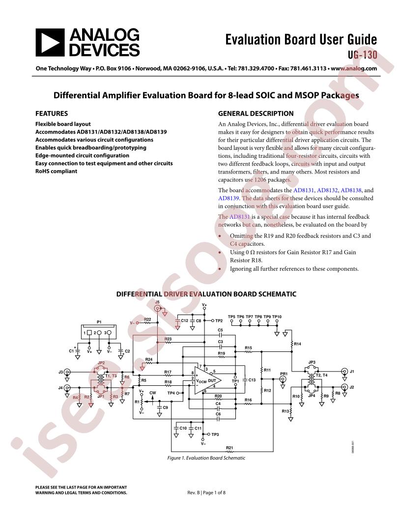 Diff Amp Eval Brd 8-Lead Guide