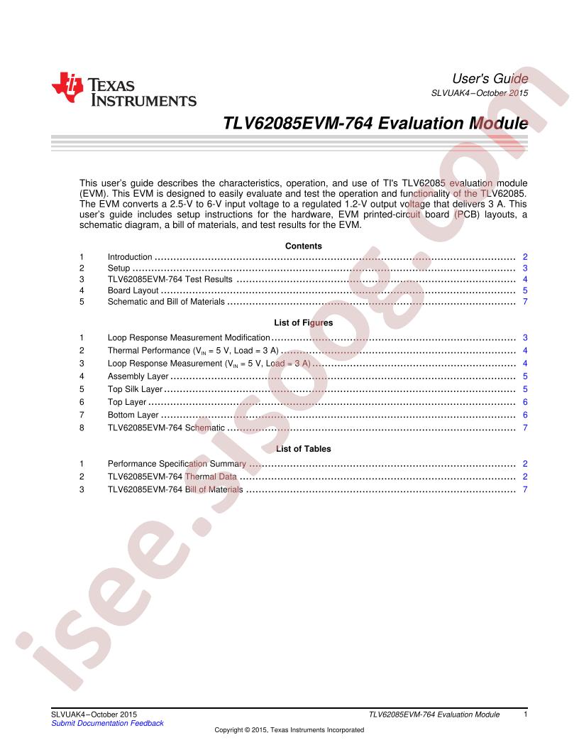 TLV62085EVM-764 User Guide