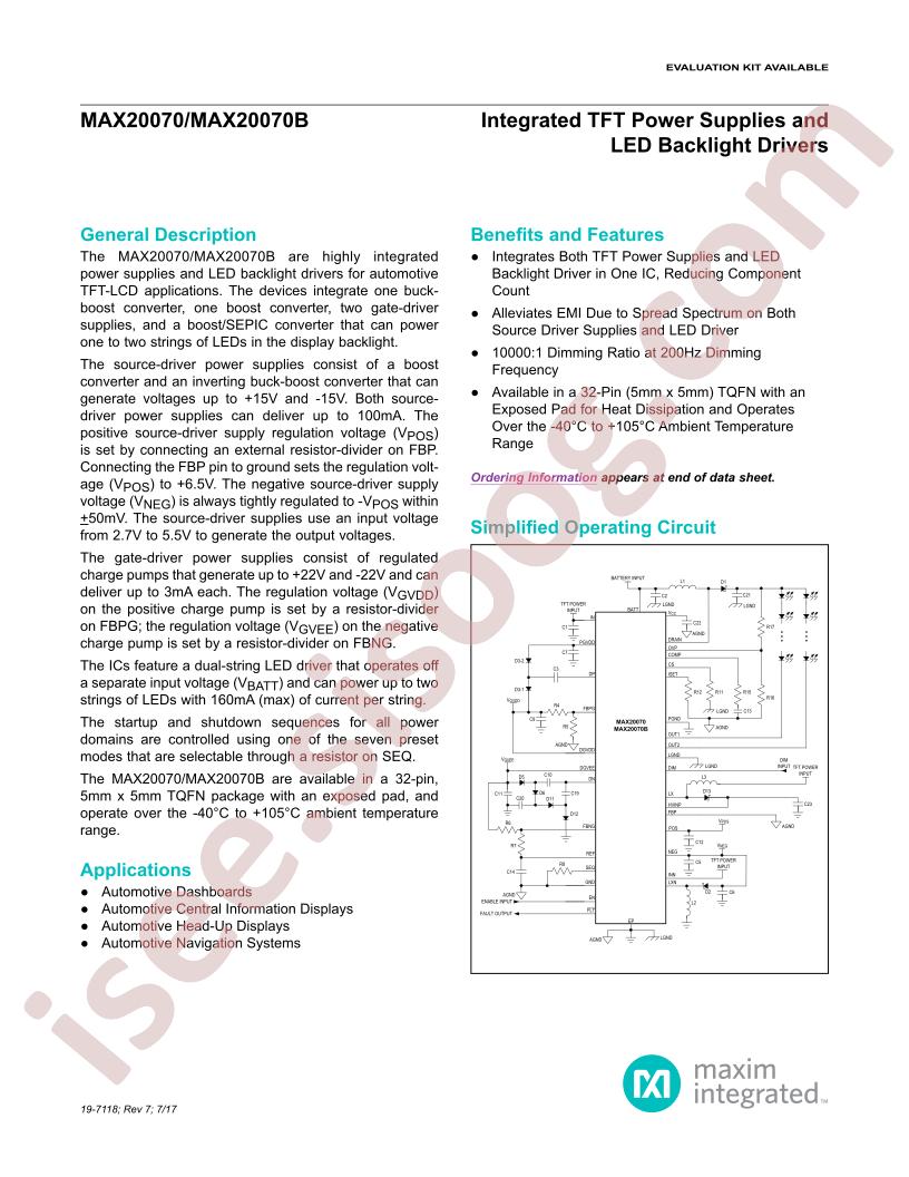 MAX20070-70B Datasheet