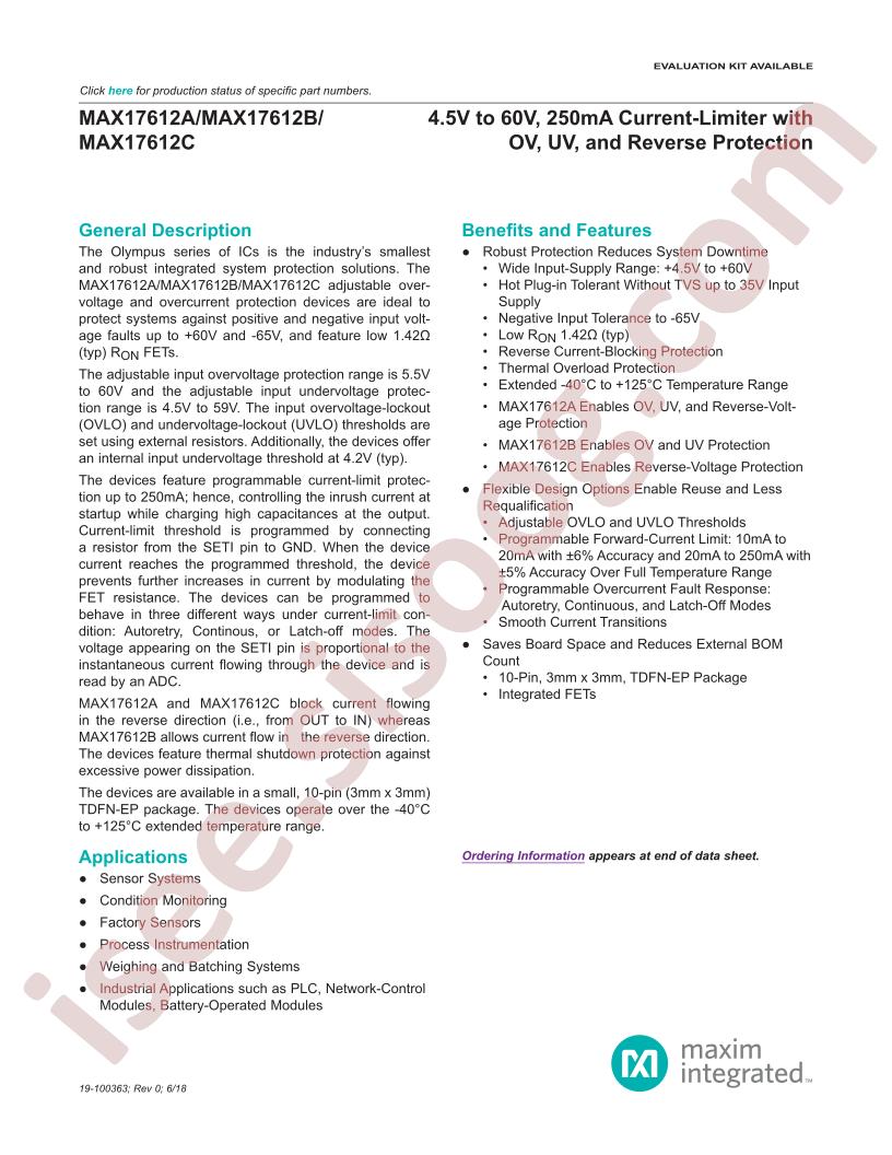 MAX17612A,B,C Datasheet