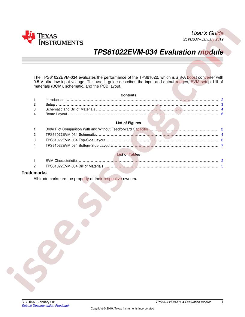 TPS61022EVM-034 User Guide