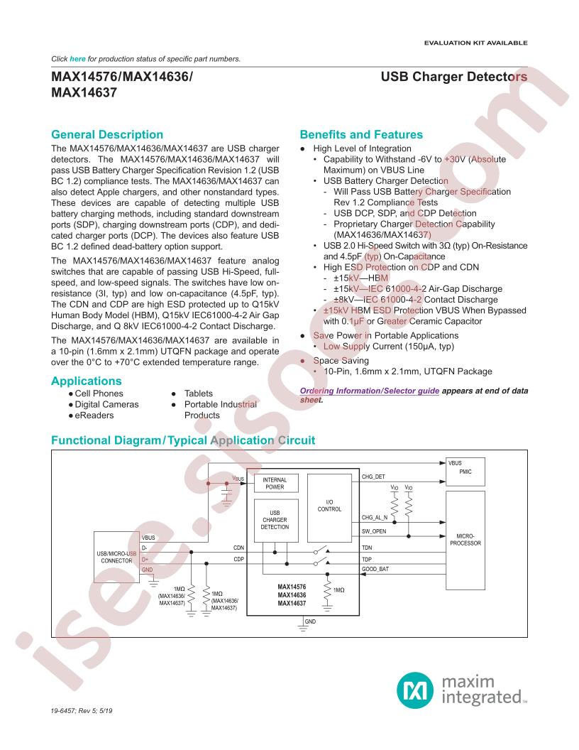 MAX14576/636/637 Datasheet