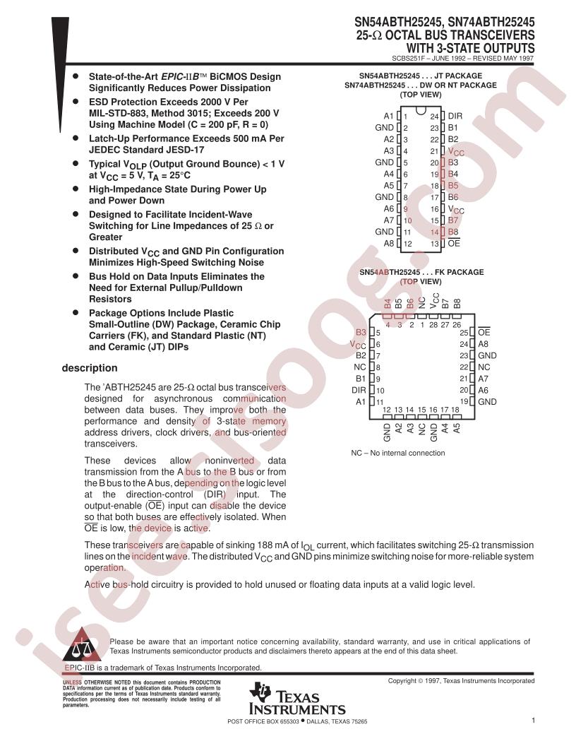 SN54/74ABTH25245 Datasheet