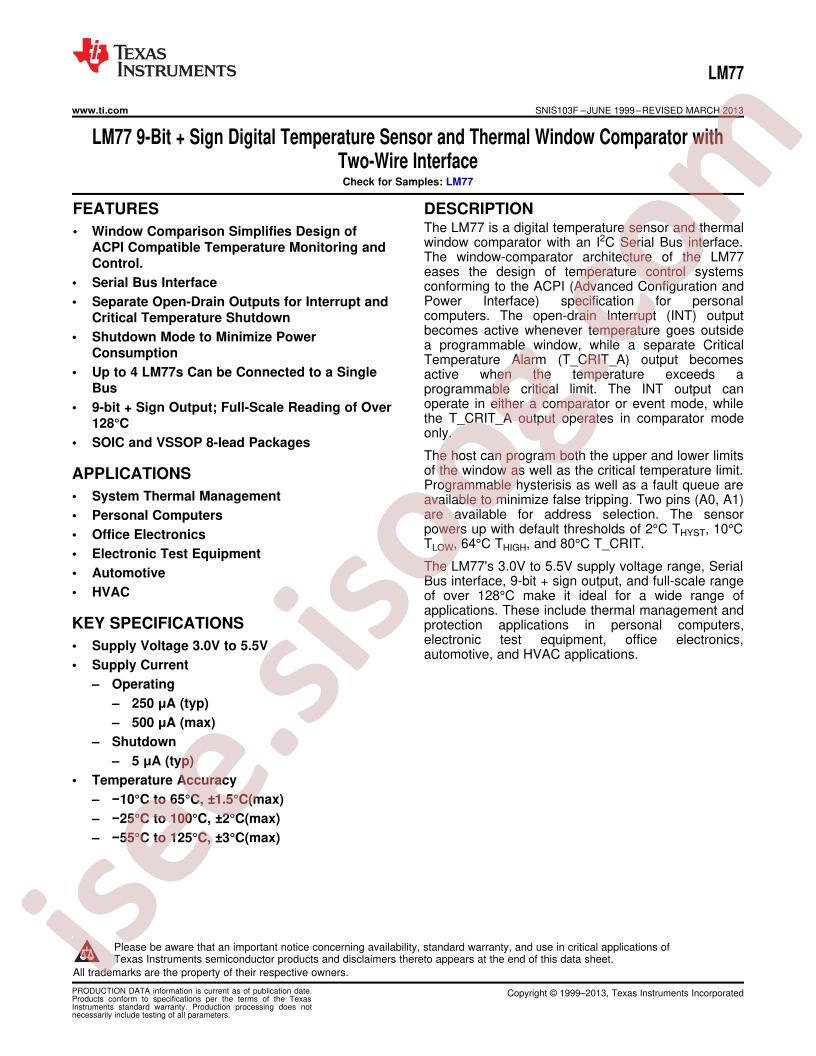 LM77 Datasheet