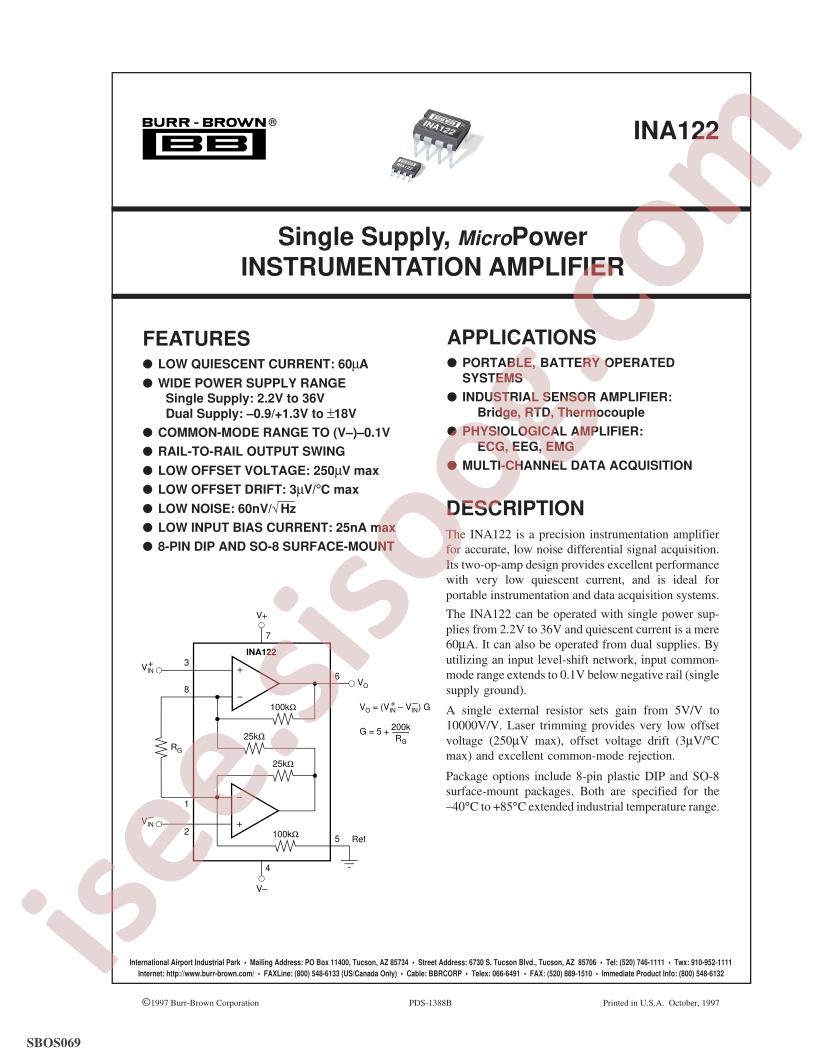 INA122 Datasheet