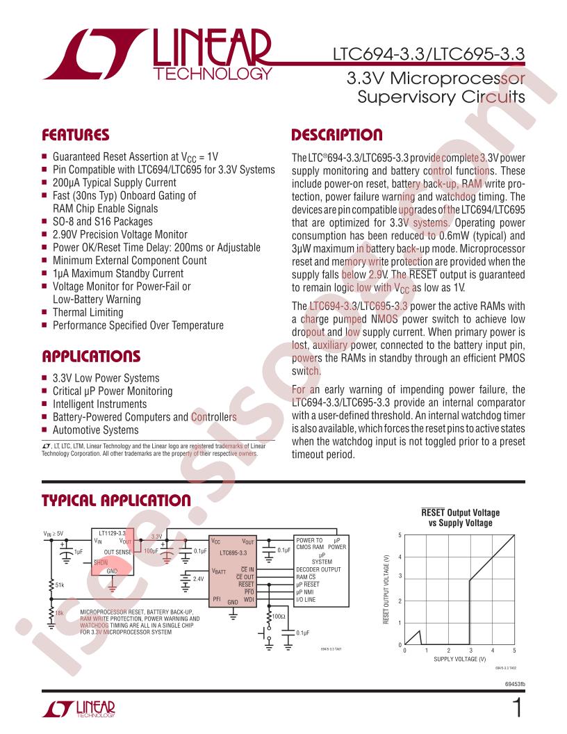 LTC694-3.3/LTC695-3.3