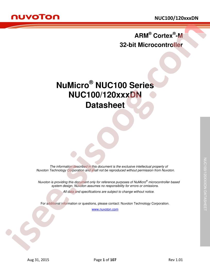 NUC100, NUC120 Series Datasheet