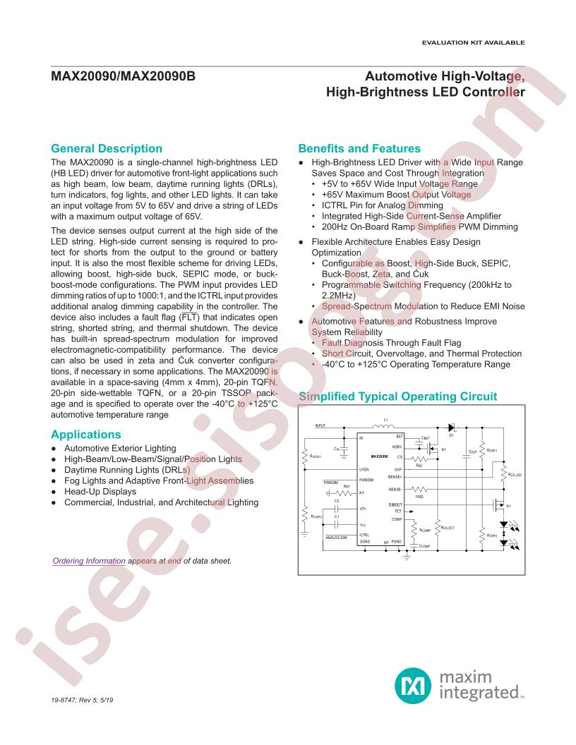 MAX20090 Datasheet*