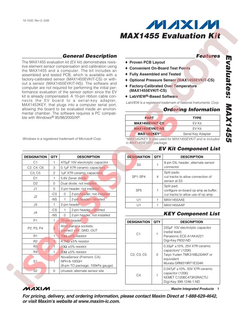 MAX1455 Evaluation Kit