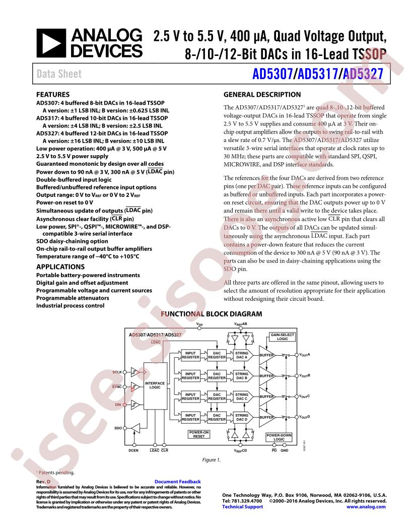AD5307, 17, 27 Datasheet
