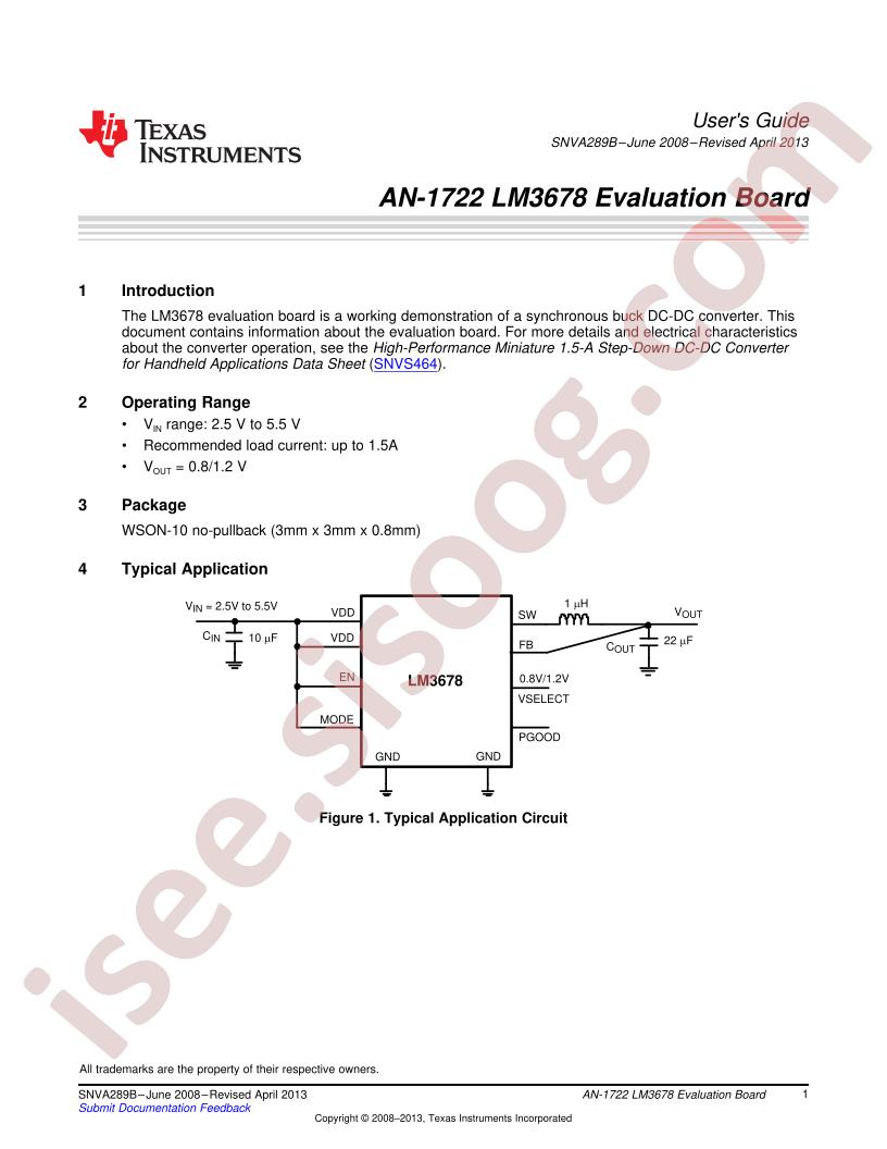 LM3678 Eval Board AppNote