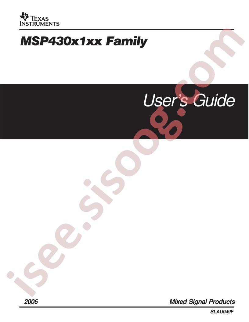 MSP430x1xx User Guide