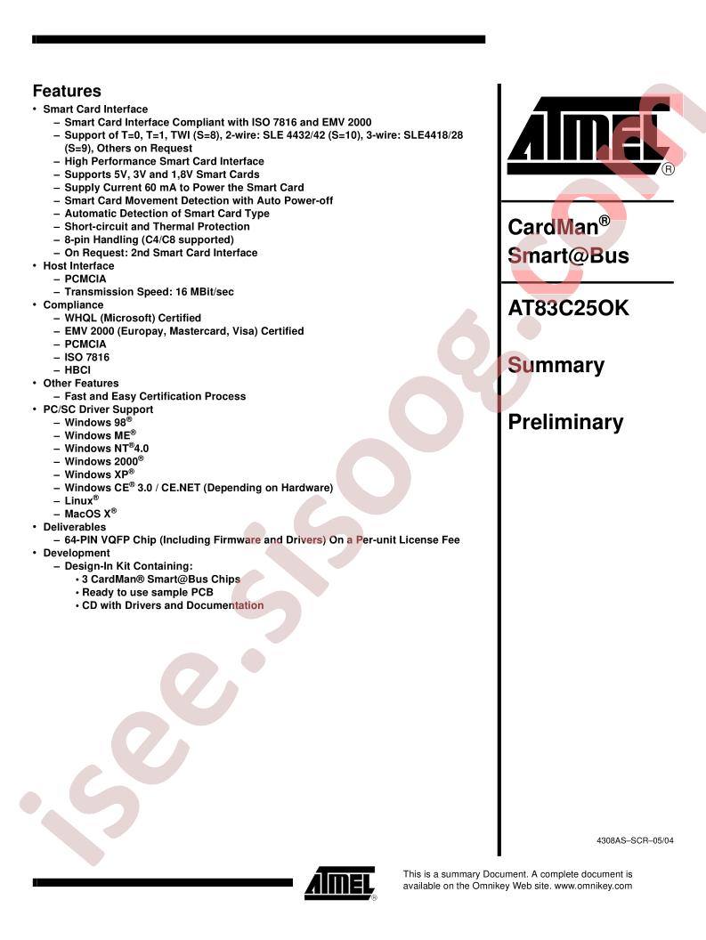 AT83C25OK Summary Preliminary