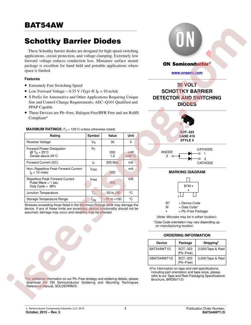 BAT54AWT(1, 3) Datasheet