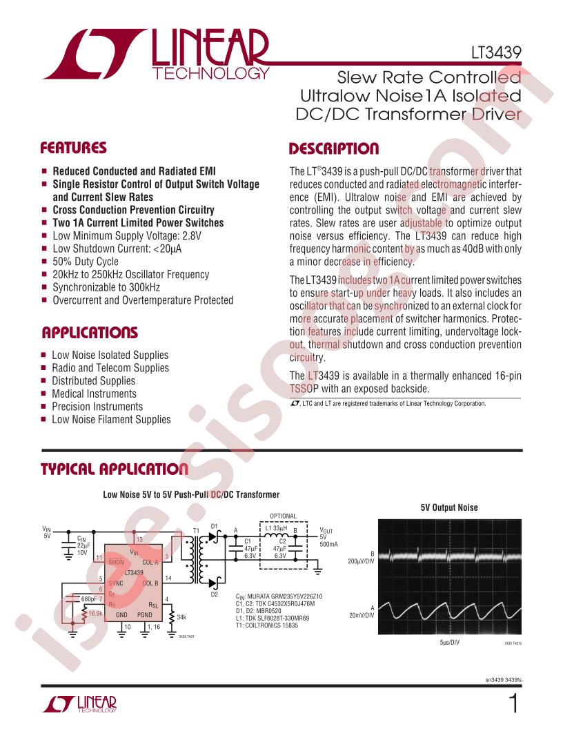 LT3439 Datasheet