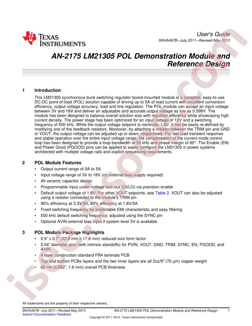 LM21305 Demo Board