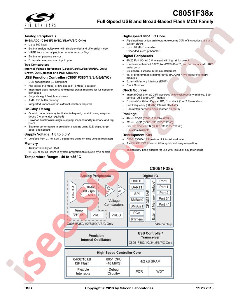 C8051F38x Family Datashort