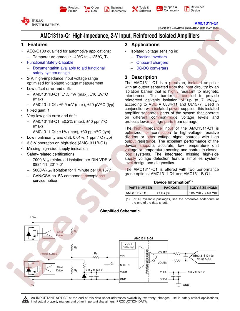 AMC1311x-Q1 Datasheet