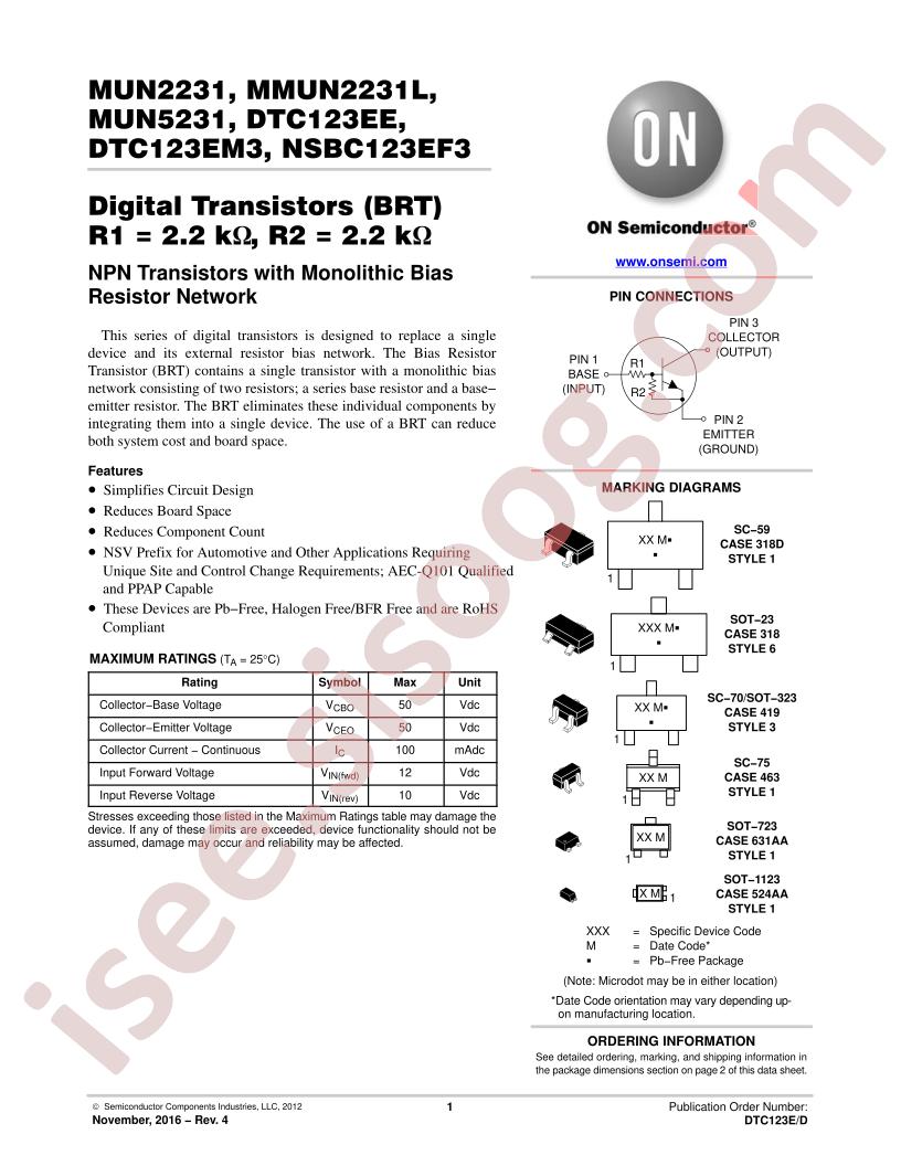 MUN(2,5)231, MMUN2231L, DC123Exx