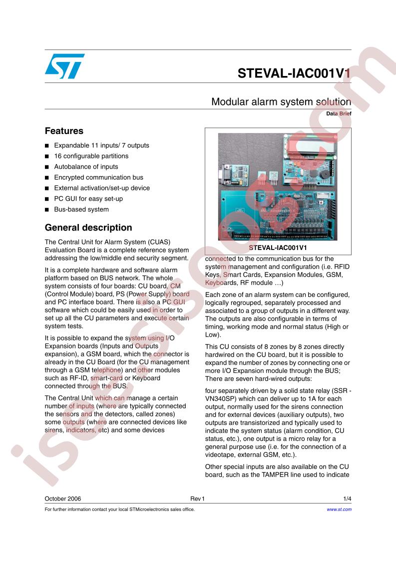 STEVAL-IAC001V1 Data Brief