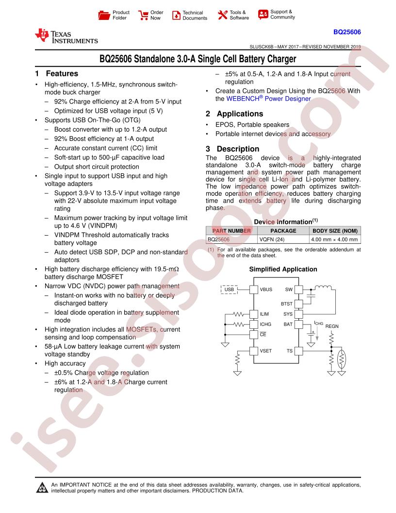BQ25606 Datasheet