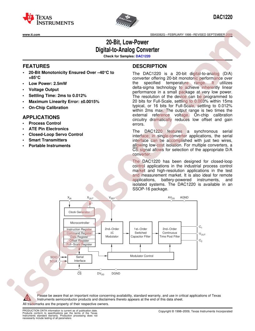 DAC1220 Datasheet