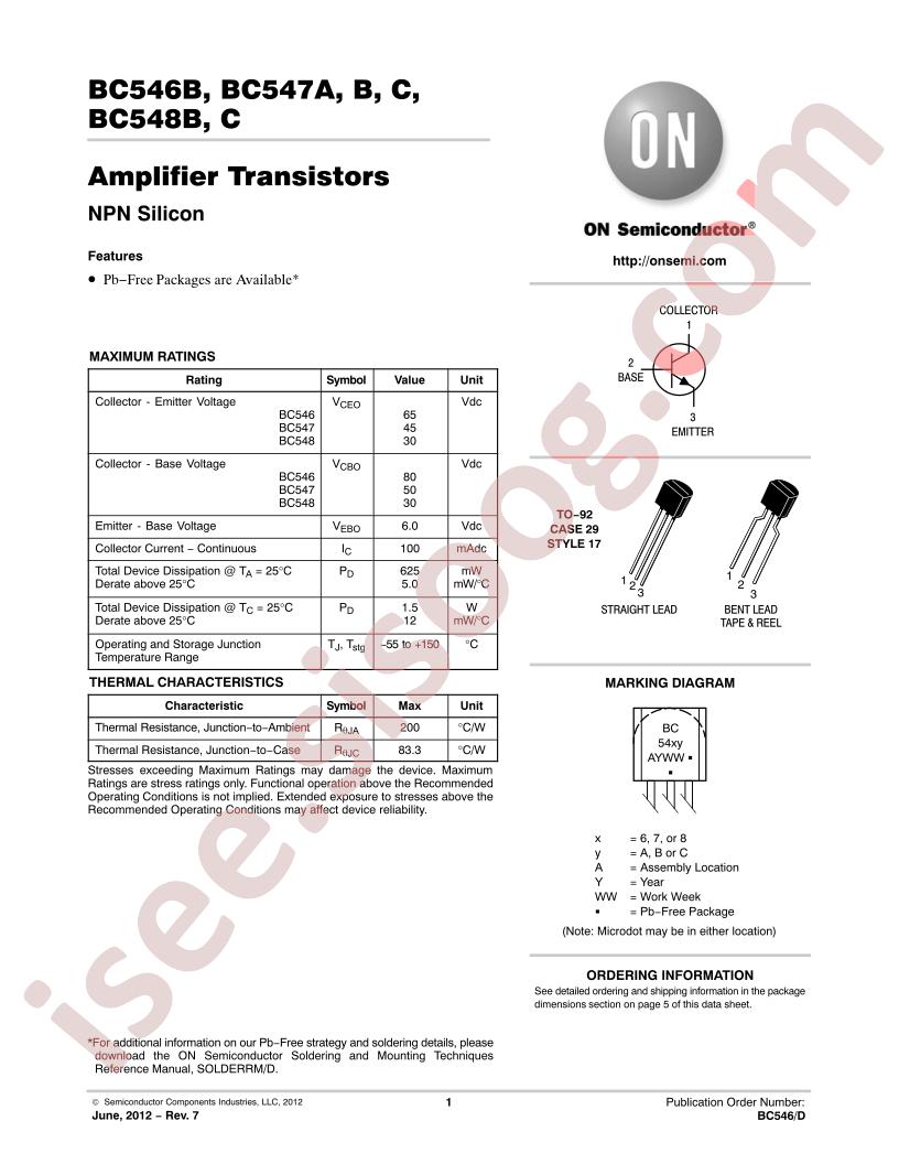 BC546B, 547A(B,C), 548B(C) Datasheet