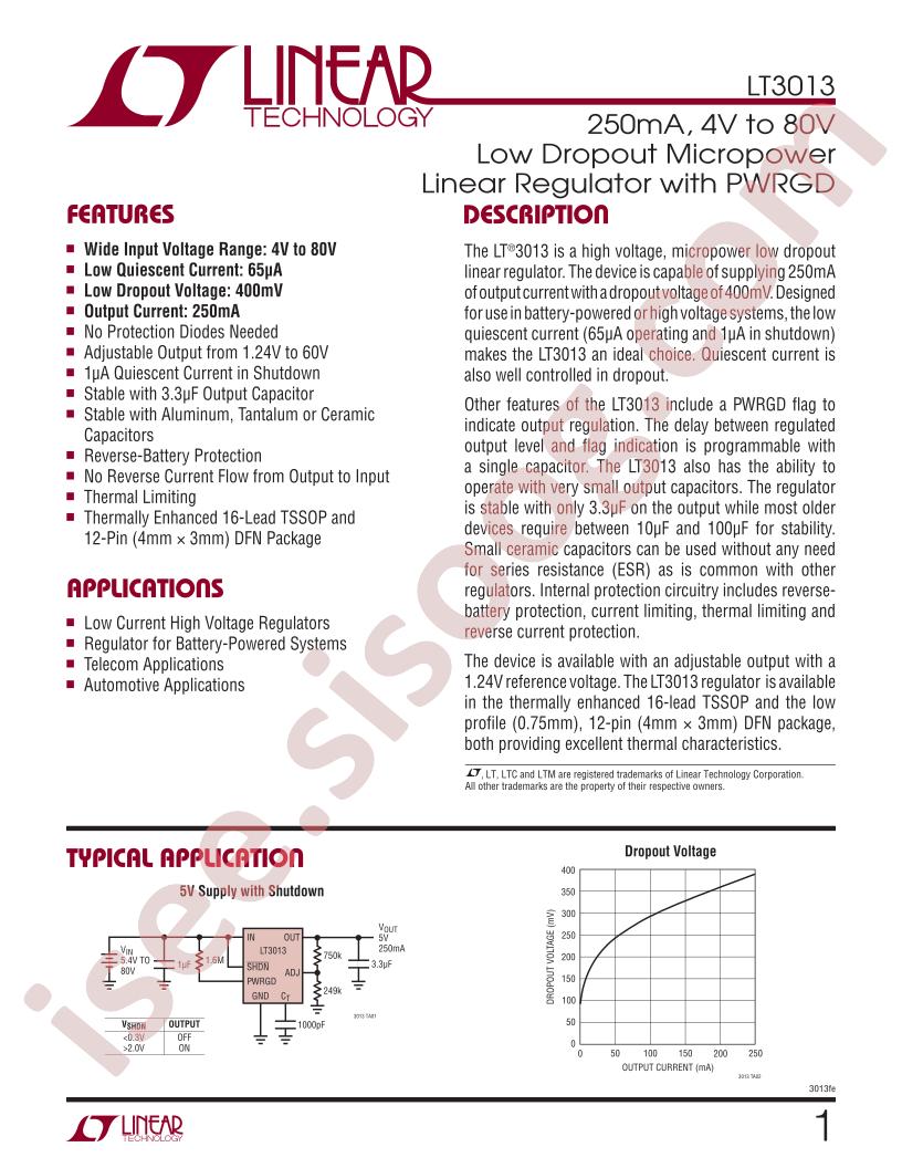 LT3013 Datasheet