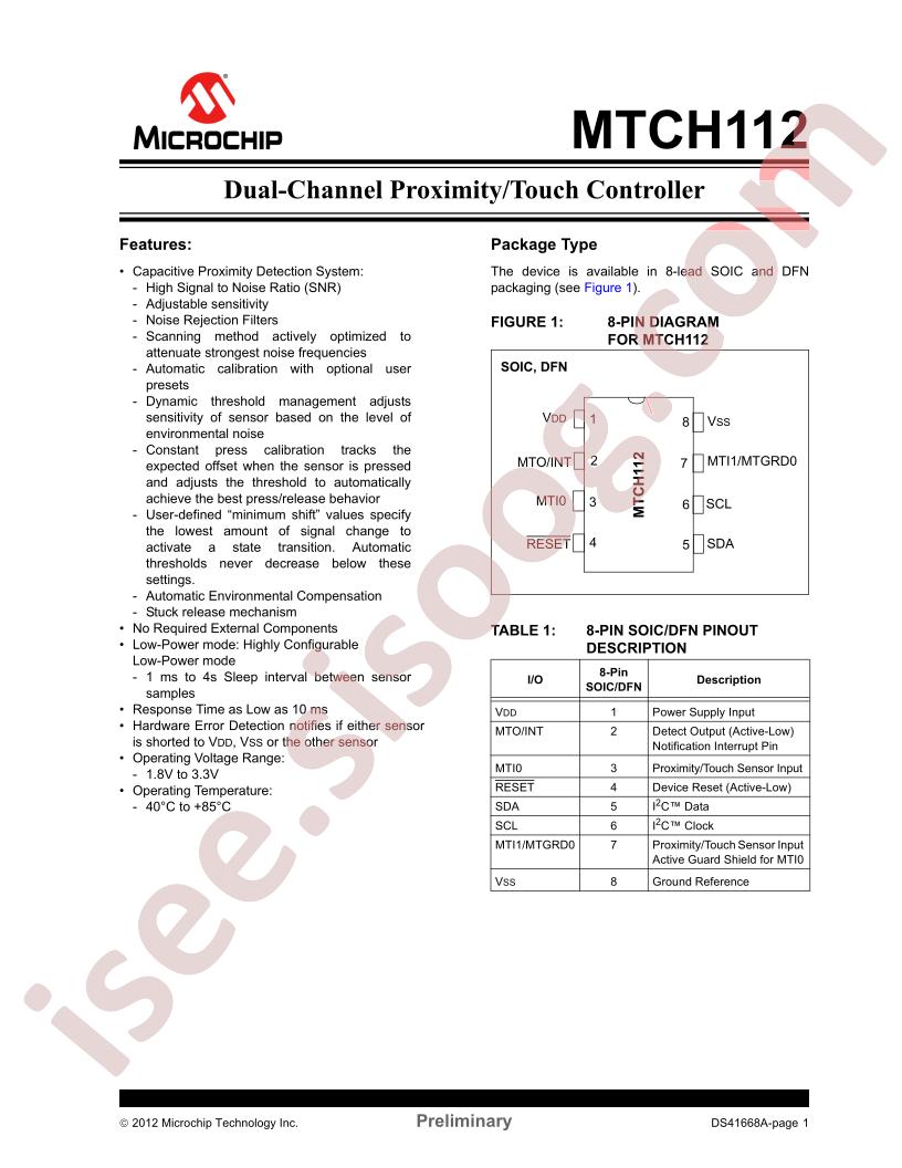 MTCH112 Data Sheet