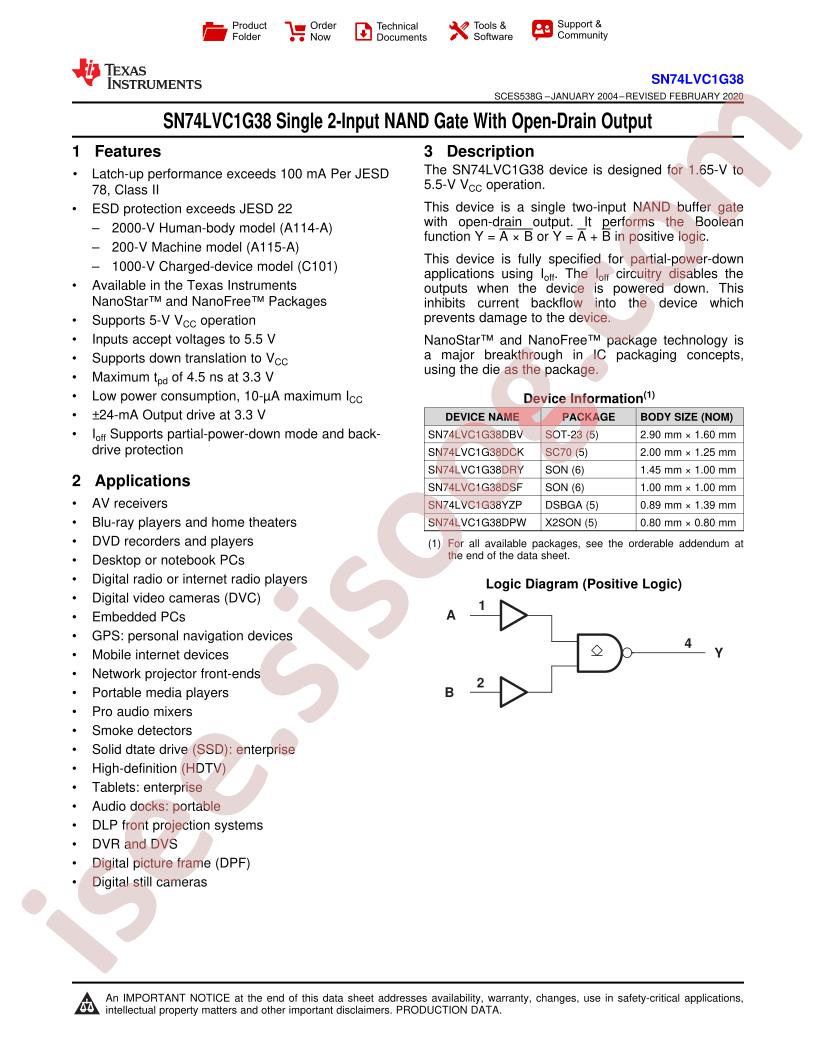 SN74LVC1G38 Datasheet