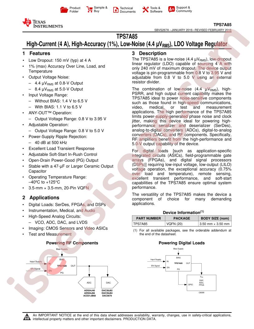 TPS7A85 Datasheet
