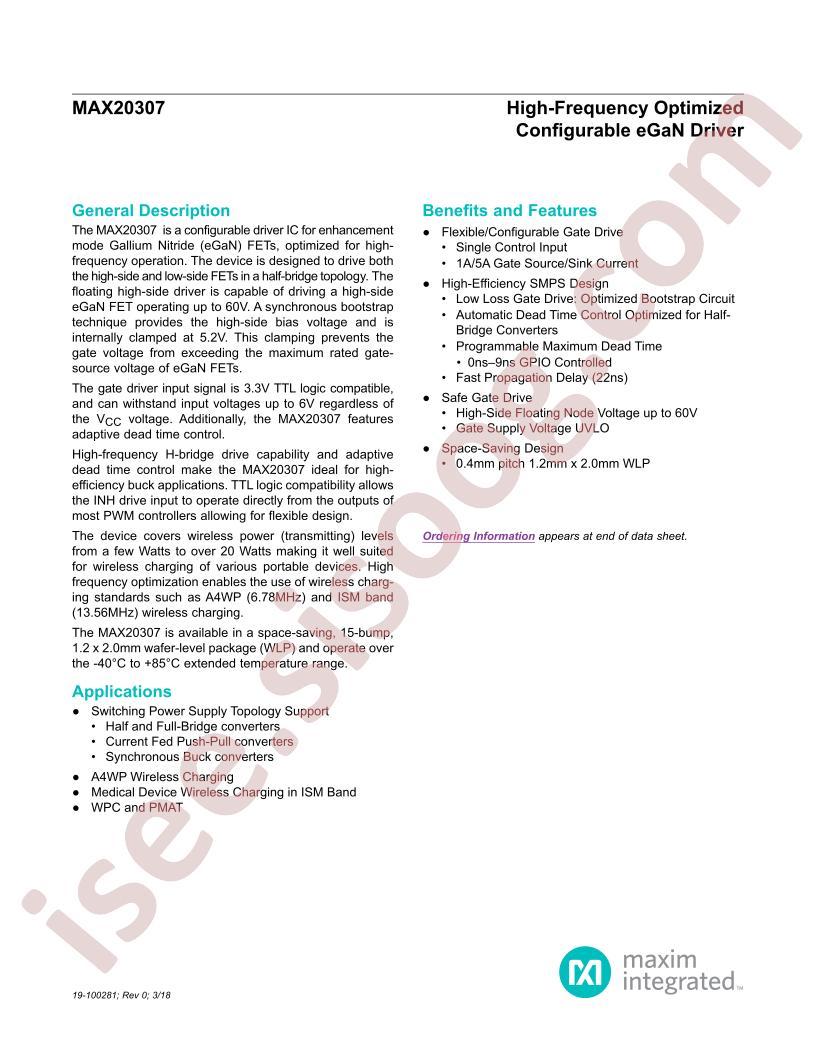 MAX20307 Datasheet