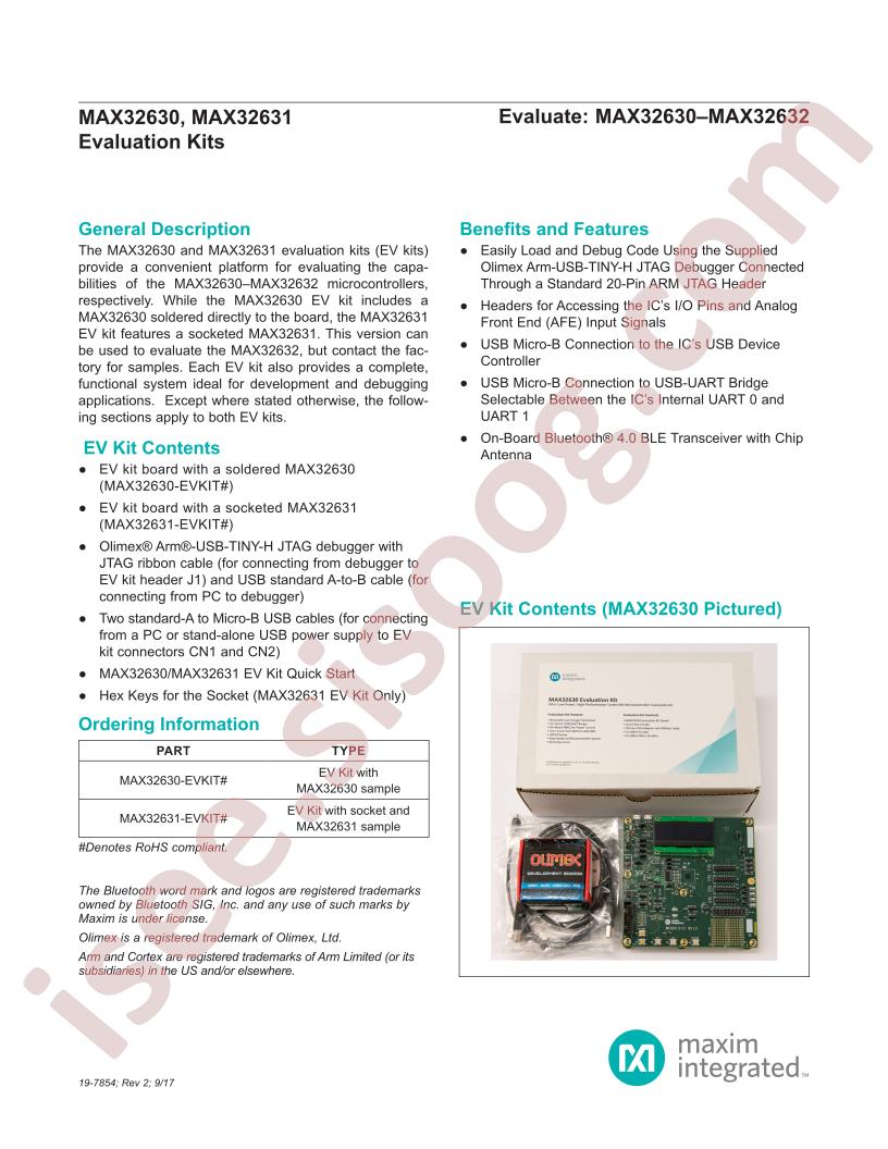 MAX32630-31 Evaluation Kits