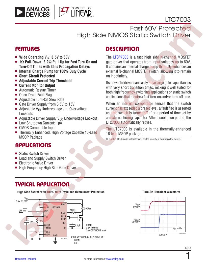 LTC7003 Datasheet