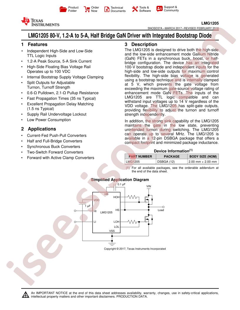 LMG1205 Datasheet
