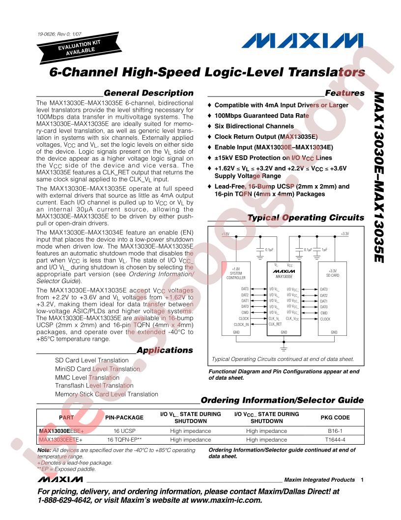 MAX13030E-35E Datasheet