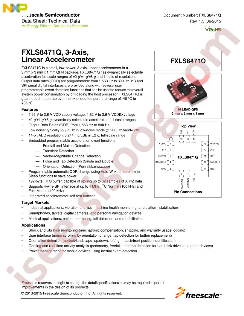 FXLS8471Q Datasheet