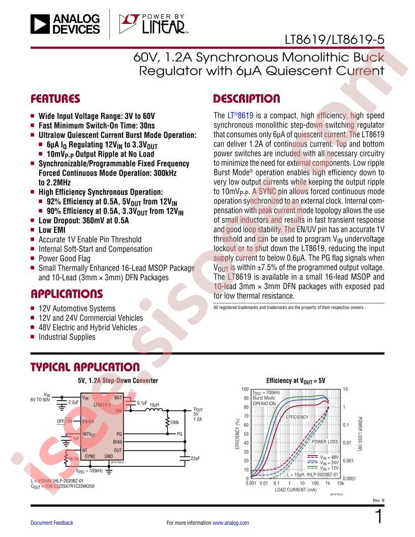 LT8619, LT8619-5 Datasheet