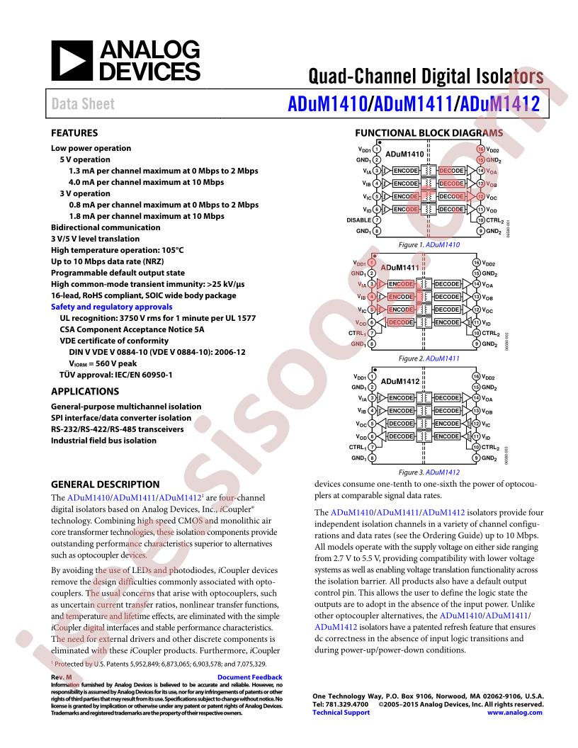 ADUM1410-12 Datasheet